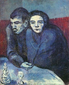 Pareja en un café 1903 Pablo Picasso Pinturas al óleo